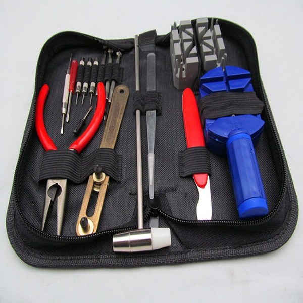 Wholesale- 16pcs a Set Watch Repair Tool Kits Set Zip Case Holder Opener Remover Wrench Screwdrivers Watchmaker Watch Accessories