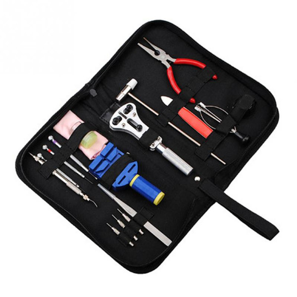 17Pcs Portable Watch Repair Tool Set Case Opener Hammer Kit Watchmaker Case