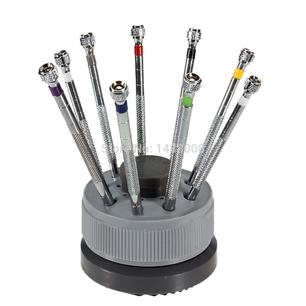 Wholesale-Precision Watch Flat Blade Slotted Watch Screwdriver Set Tools 9 in 1 Set High Quality