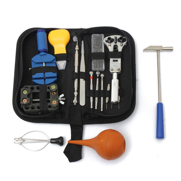 Professional Watch Repair Tool Kit 16pcs/set With Storage Bag Watch Case Holder Case Opening Knife Band Link Pin Remover Set