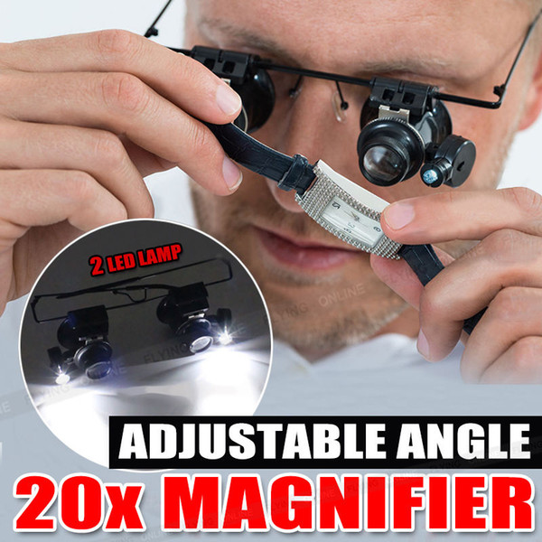 New 20x Headband Magnifier Jewellers Magnifying Glass Head Eye Led Lamp Len