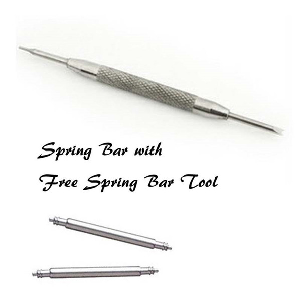 Wholesales 100 Pieces 18mm - 27mm Stainless Steel Watch Spring Bar Pins Bars with Free Tool 19mm 20mm 21mm 22mm 23mm 24mm 25mm 26mm