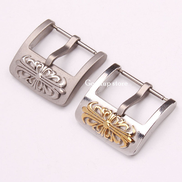 watch accessories size 18mm 20mm vintage carved stainless steel polished matte buckle gold pattern pin buckle for wist watches