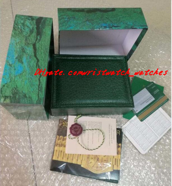 NEW High Quality Luxury Watch Mens Watch Box Inner Outer Womans Watches Boxes Men Wristwatch Wooden Green Box Booklet Card