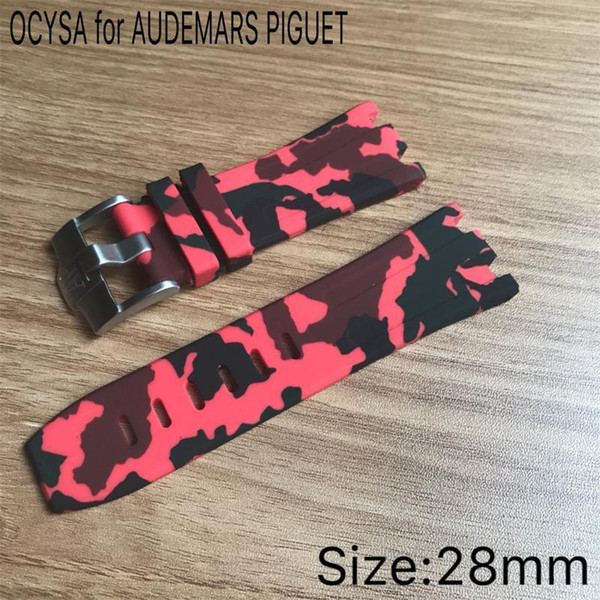 Luxury watch camouflage Rubber Silicone Waterproof strap with stainless steel pin buckle fit for AP watch.