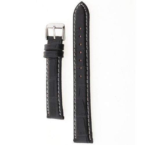 YCYS! 18mm Watch Bracelet Black PU Leather Alloy Buckle Strap Watch