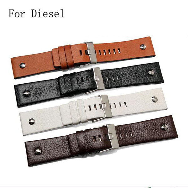 High Quality Genuine leather 22mm 24mm 26mm 28mm 30mm Black Brown White Watchband Watch Strap For DieselDZ7312 DZ7314 With Logo