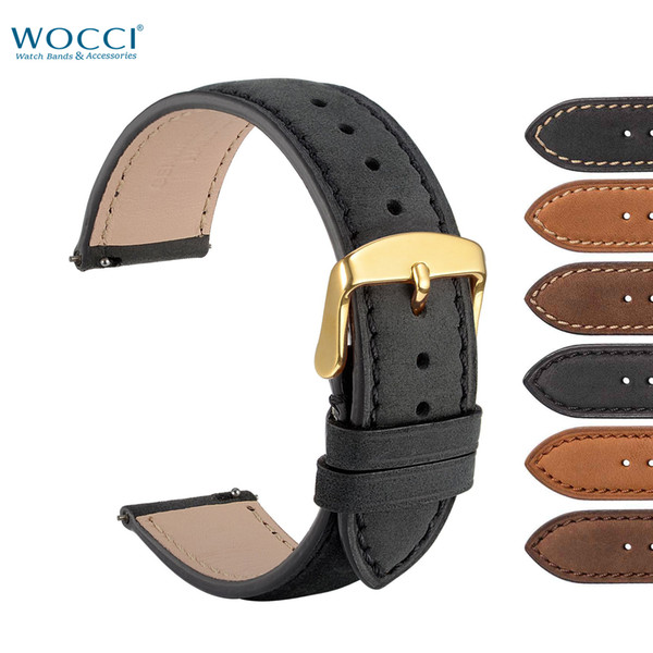 WOCCI Genuine Leather Watch Straps For Luxury Watch With Quick Release Pin Watch Bands Suede Finish Reloj Bracelet 18 20 22mm