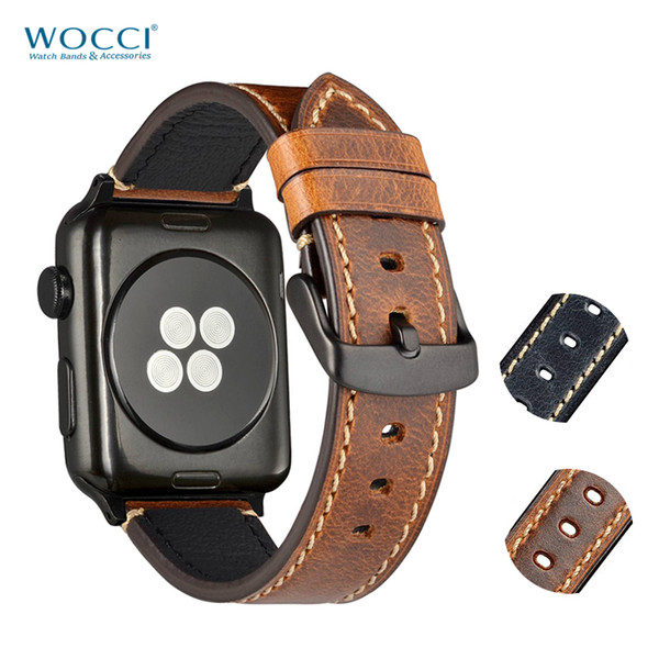 WOCCI Leather Watch Band Fit 18mm 20mm 22mm 24mm Smart Watches Wristwatch Good Quality Sport Watch Bands