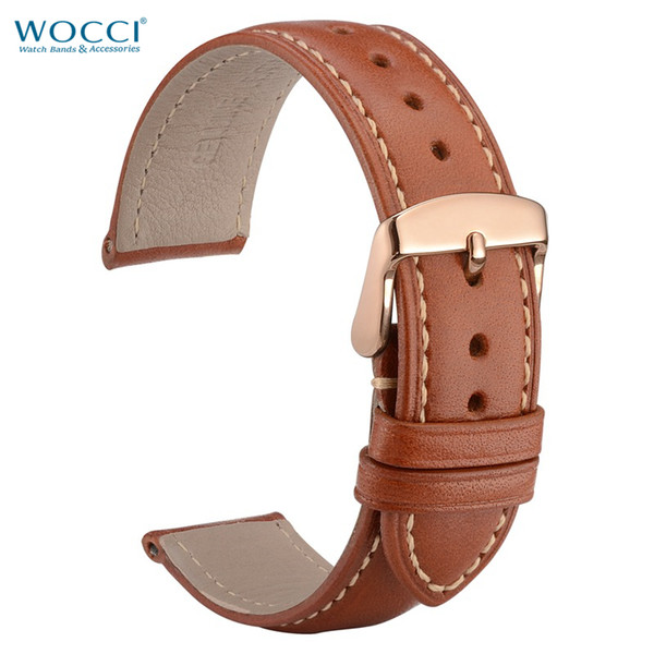 WOCCI Calfskin Leather Sport Watch Straps Comfy Replacement Watchbands Width 18mm, 20mm, 22mm With Spring Bars Remove Tool