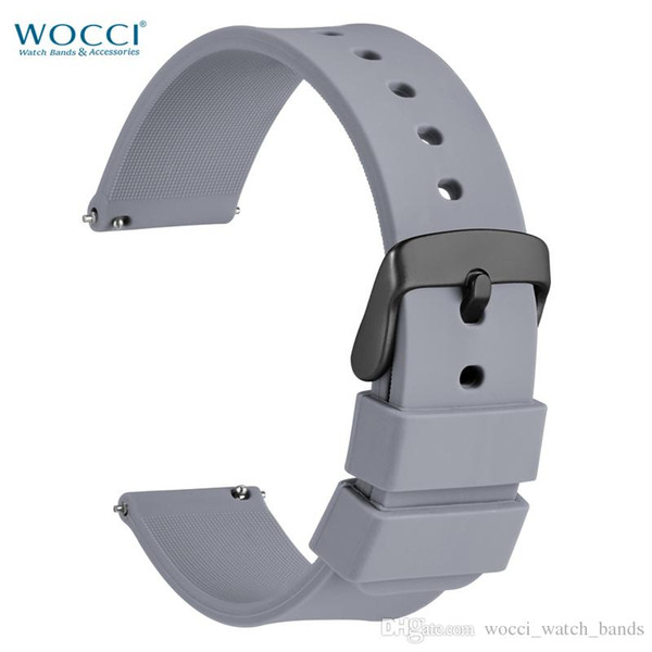 WOCCI Light Grey Silicone Watchbands Smart Phone Quick Release Replacement Bands With Buckle Install Tools Wirst Width 14mm 18mm 20mm 22mm