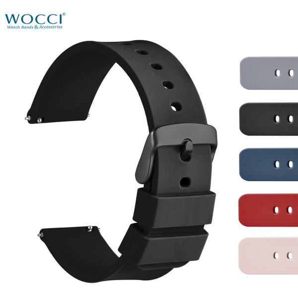 WOCCI Silicone Waterprool Sweatproof Sport Band Smart Strap Quick Release Bracelet in 5 Colors 14mm 18mm 20mm 22mm