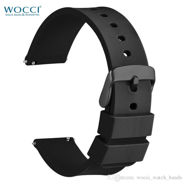 WOCCI Black Silicone Watchbands Waterproof Watch Replacement Bands Quick Release Sport Casual Watches Strap Wirst Width 14mm 18mm 20mm 22mm