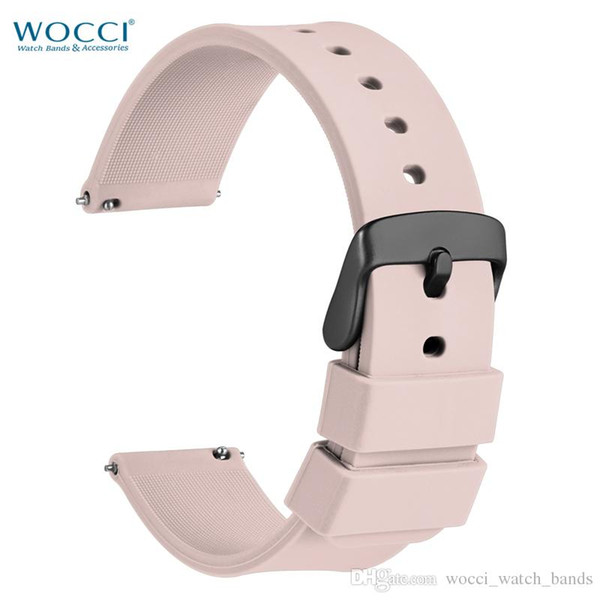 WOCCI Light Pink Silicone Watches Straps Smart Watch Replacement Bands Sport Daily Quick Release Watchebands Wirst Width 14mm 18mm 20mm 22mm