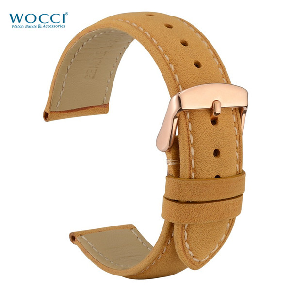 WOCCI 18mm 19mm 20mm 21mm 22mm Watch Replacement Straps Tan Black Brown Leather Watches Band For Sport Men Watch