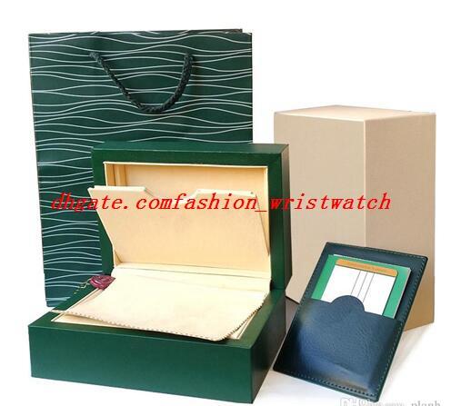 2019 Super Quality Watch Box New Style Green Original Box Papers Leather Bag Gift Boxes In GMT SUB SEA Watch Box Green Wooden Watches Boxes