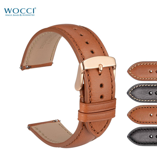 WOCCI Wristwatch Repleacement Band 18mm 20mm 22mm Two Colors With Rose Gold Buckle Quick Release Button Come With Link Removal Tool