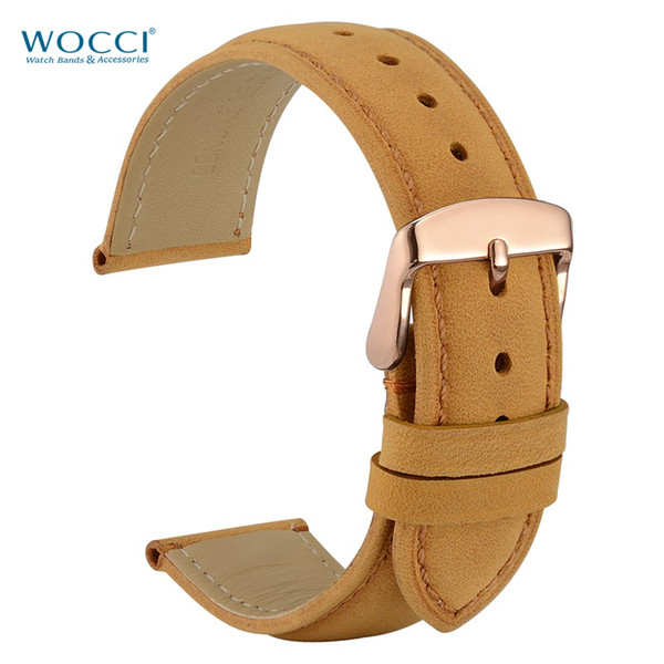 WOCCI 2019 Fashion Leather Watchbands Replacement Bands With Rose Gold Buckle Watch Bands Width 18mm 19mm 20mm 21mm 22mm