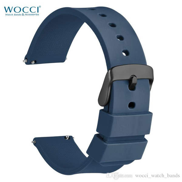 WOCCI Drak Blue Silicone Quick Release Watchbands Watch Replacement Bands Sport Wristwatch Straps Tools Wirst Width 14mm 18mm 20mm 22mm