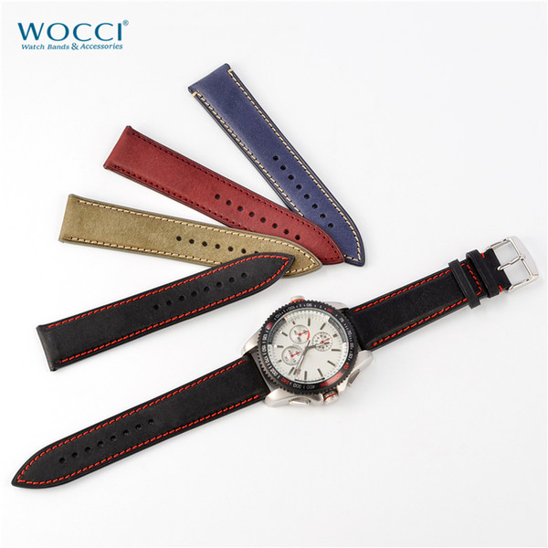 WOCCI Nubuck Wristwatch Replacement Straps Matte Leather Watch Bands Fashion Reloj Bracelet With Stainless Buckle for Men Women 18 20 22mm