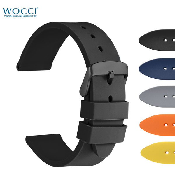 WOCCI Sport Watch Band Five Colors With Stainless Black Buckle Environmental Silicone Smart Bracelet Wristband For Men Lady Movement Watch