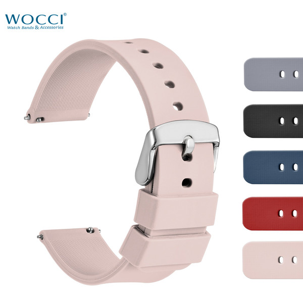 WOCCI Silicone Watch Bands Fit 14mm 18mm 20mm 22mm Smart Watches Sport Wristwatches Men Women Waterproof Rubber Bracelet