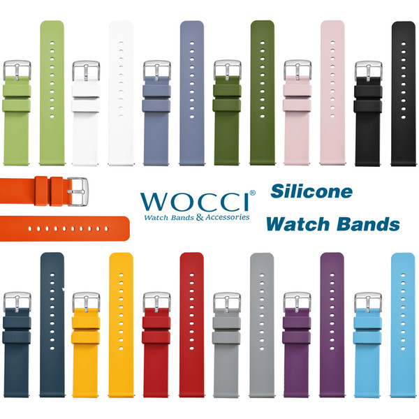 WOCCI 13 Colors Silicone Watch Bands For Smart Watches Traditional Wristwatch 14mm 18mm 20mm 22mm 24mm