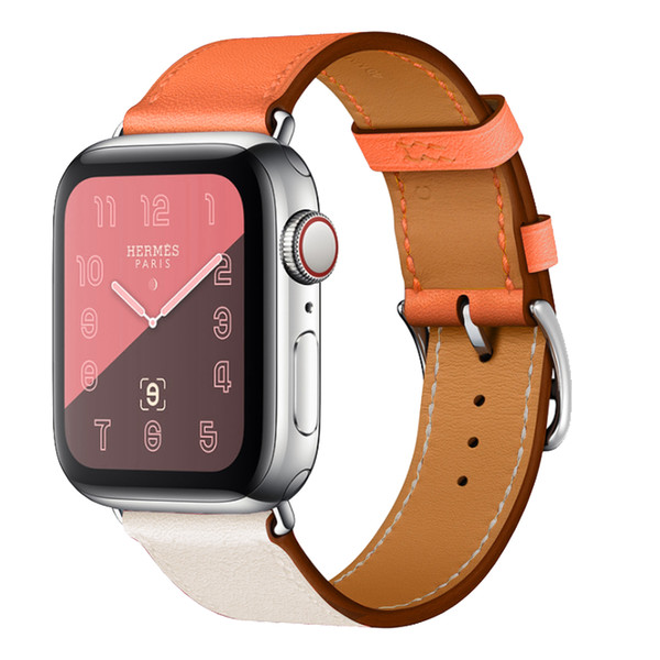 ZLIMSN New Hermès Apple Watch Band Mix Color Leather Watch Straps 42mm 38mm Applicable For iwatch Watch Band With Pin Buckles and Adapter