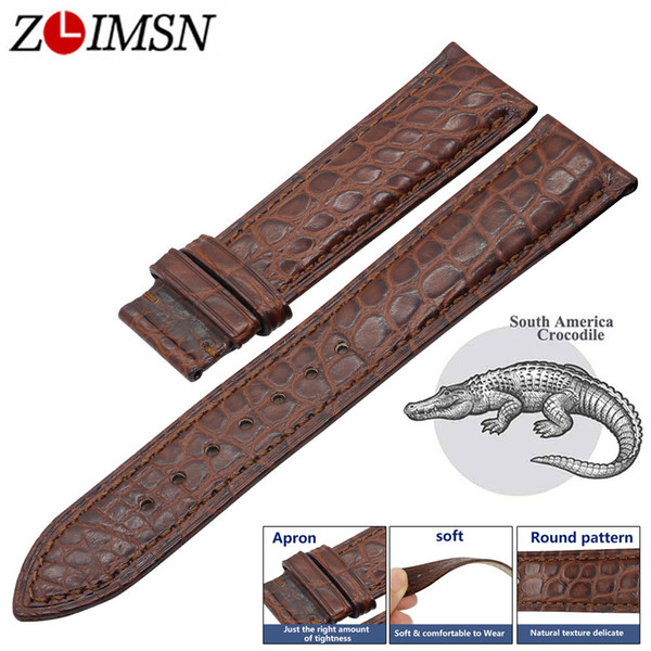 ZLIMSN Genuine Crocodile Alligator Skin Leather Watch Bands Strap Belt 12mm-24mm Watch Band Without Buckles