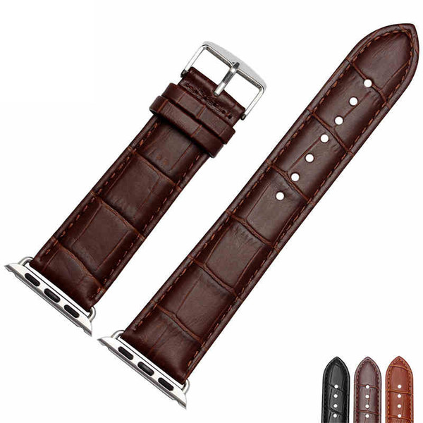 ZLIMSN Crocodile Style Watch Bands Italy Genuine Leather Watch Straps With Buckles For Iwatch Apple Watch 38mm 42mm