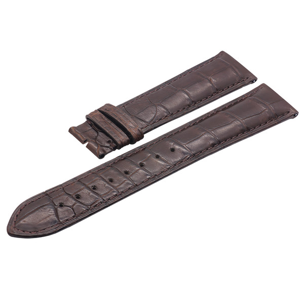 ZLIMSN Double Alligator Leather Strap Black Brown Watch Band Size 18mm 20mm 22mm for Mens Women Luxury Crocodile Watchband