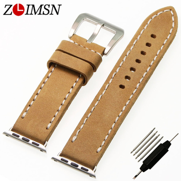 ZLIMSN New Watch Band Yellow Suede Leather Watch Straps 42mm 38mm Applicable For iwatch Watch Band With Pin Buckles and Adapter