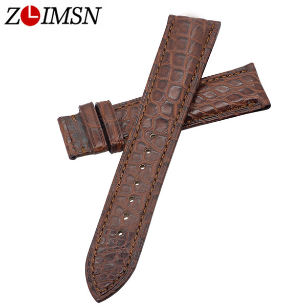 ZLIMSN Handmade manufacture Luxury crocodile leather watch Band 12mm-26mm round and Bamboo stripe Brown Crocodile skin Watchband