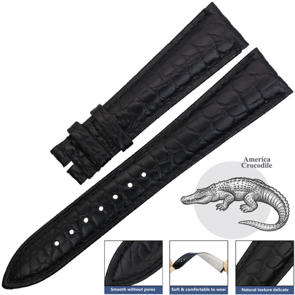 ZLIMSN Original Quality Genuine Crocodile Leather Watchband14-24mmStrap Bands Bracelets Watchbands For OMEGA Rolex