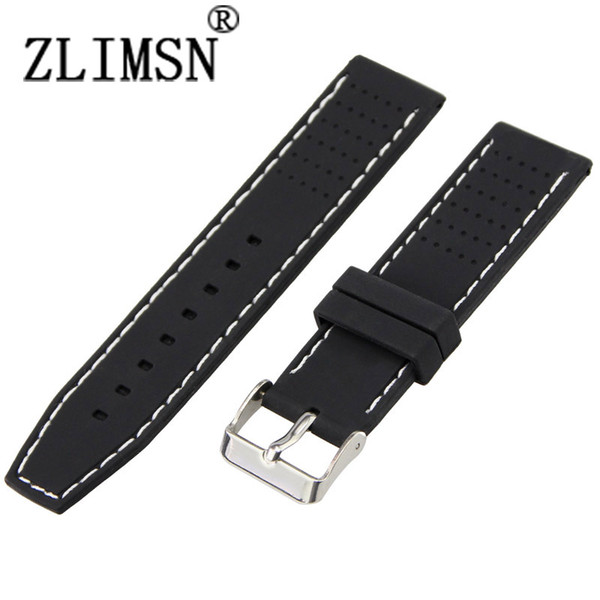 Big Promotion 22mm Sport Watch Bands Replacement Black Waterproof Diving Silicone Rubber Watch Strap Bracelets Relojes Hombre