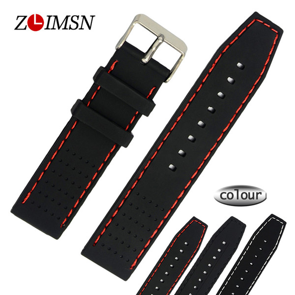 22mm Sport WatchBands Replacement Black Waterproof Diving Silicone Rubber Watch Strap Bracelets Relojes Hombre 2017 SAMPLE