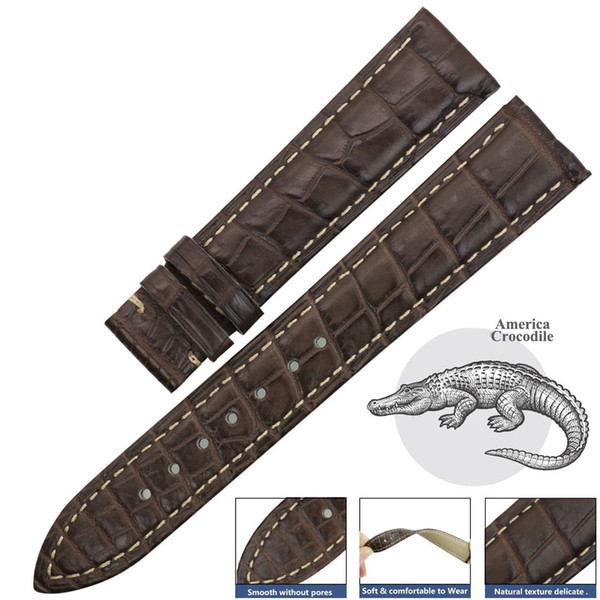 ZLIMSN Genuine Leather Watch Band For Omega/De Ville/Hippocampus Watches Straps For Male Crocodile Leather Bracelet Belt 14-24mm