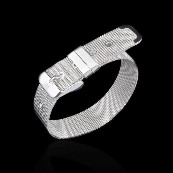 Wholesale-freeshipping 10-14mm strap bracelet jewelry 10pcs lot 925 silver bracelet fashion jewelry hot sell watch bracelet for women men