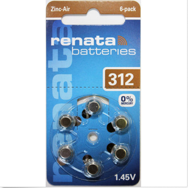 1 pack (6pcs) Renata Zinc air batteries Size 312 P312 PR41 Hearing Aid Batteries