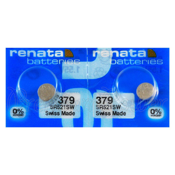 2 x Renata 379 Silver oxide batteries 1.55V SR521SW SR63 V376 Watch 0% Mercury