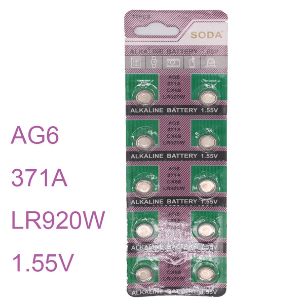 Wholesale- 10pcs / set Watch Batterie AG6 SR920SW SR69 SG6 371 Cell Button Batteries Alkaline Men Ladies Childre Watches Battery