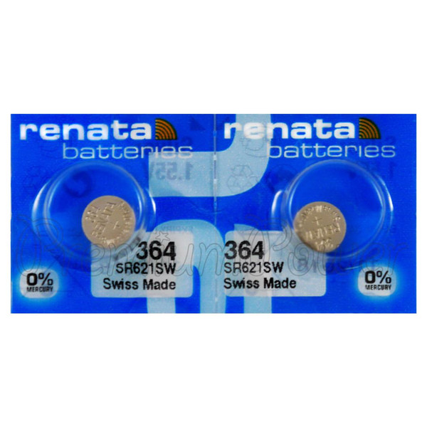 2 X Renata 364 Oxyde D'Argent Piles 1.55V SR621W SR60 Montre SR65 0% Mercure