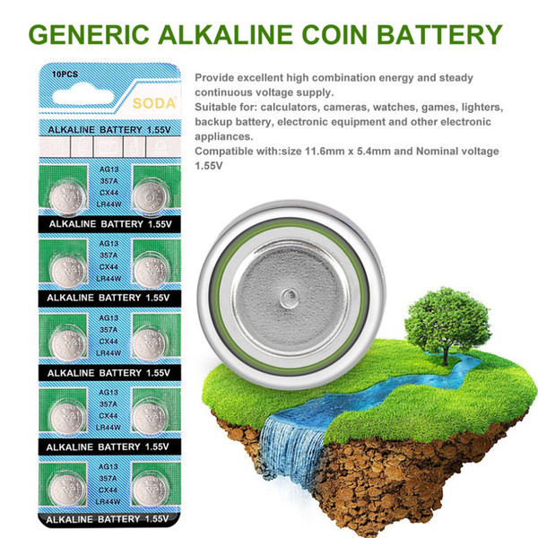 10pcs Alkaline Coin Cell Button Battery AG13 LR44 LR1154 SR44 A76 357A 303 357 For Watch Electronic Equipment