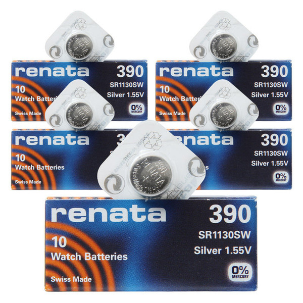 renata 390 SR1130SW 5PACK X 10PCS=50 Silver 1.55V Watch battery Made in swiss