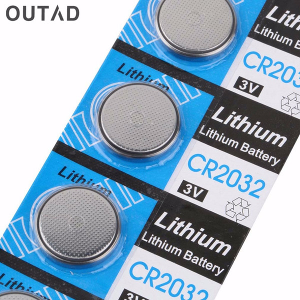 OUTAD 5pcs 3V CR2032 Coin Battery for Watches Button Cell Lithium Clocks High Capacity LI-ION