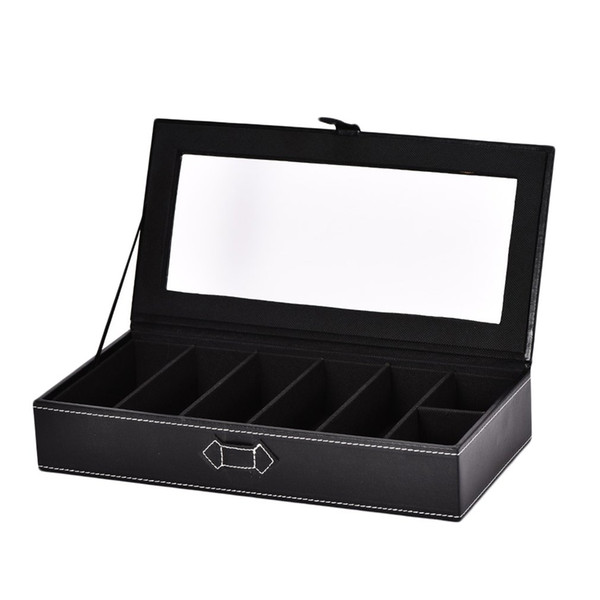 5 Grids Design Sunglasses Storage Case Luxury PU Leather Sunglasses Shop Display Watch Jewelry Box Case