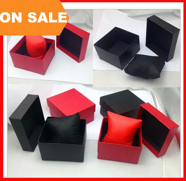 Fashion Watch boxes black red paper square watch case with pillow jewelry display box storage box D1