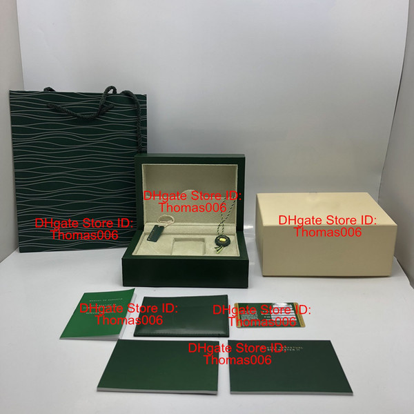 Wholesale Luxury New Style Brand Green Watch Original Wood Box Papers Gift Watches Boxes Leather bag Card For Box 116600 Watch Box