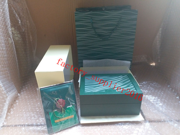 Free shipping Luxury watch Mens For Rolex Watch Box Original Inner Outer Womans Watches Boxes Men Wristwatch Green box booklet card q2