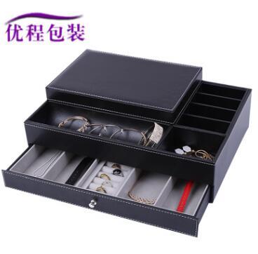 High Capacity Jewelry Box Organizer Watch Earrings Rings Bracelet Necklace Sunglasses Box With Drawer Display Storage Case